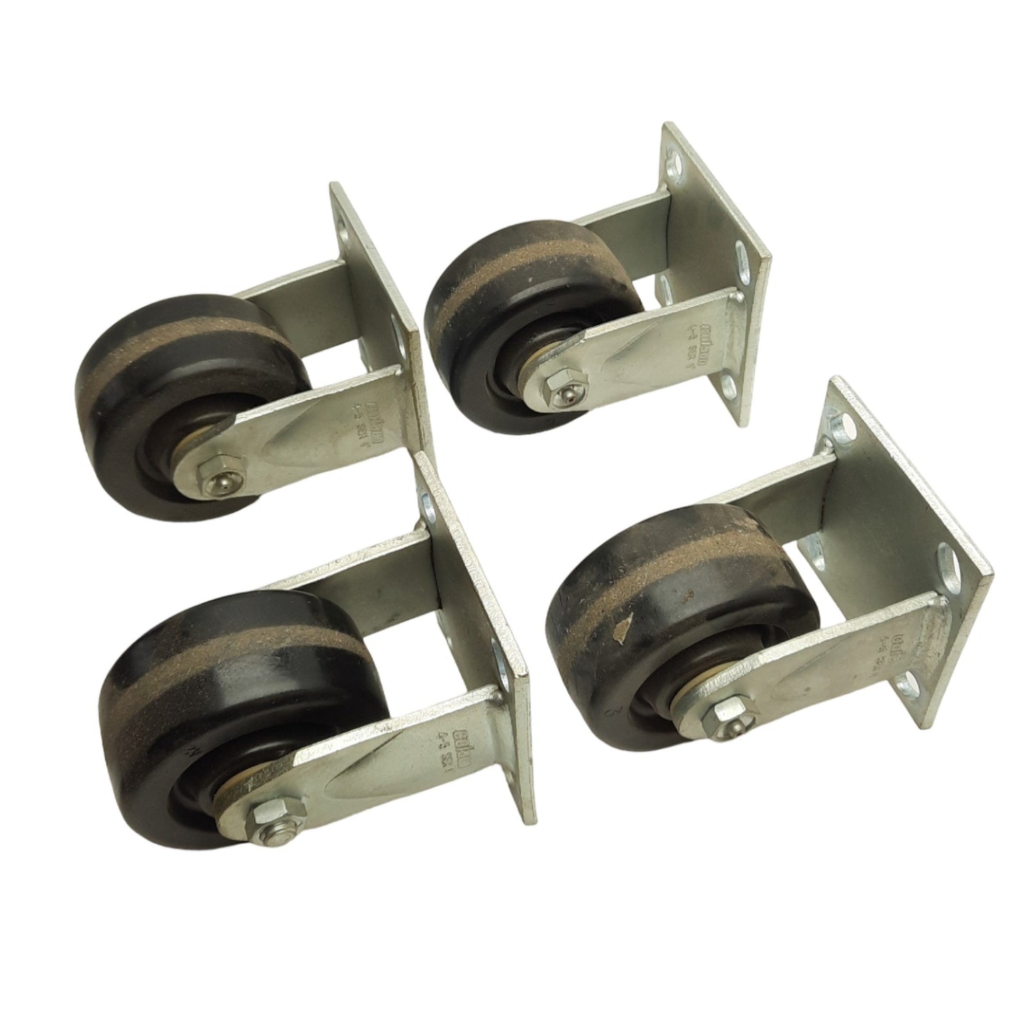 Used Lot of 4 Colson 4.04108.339 4-Series Casters, ø4in x 2in Phenolic Wheel, 800lbs