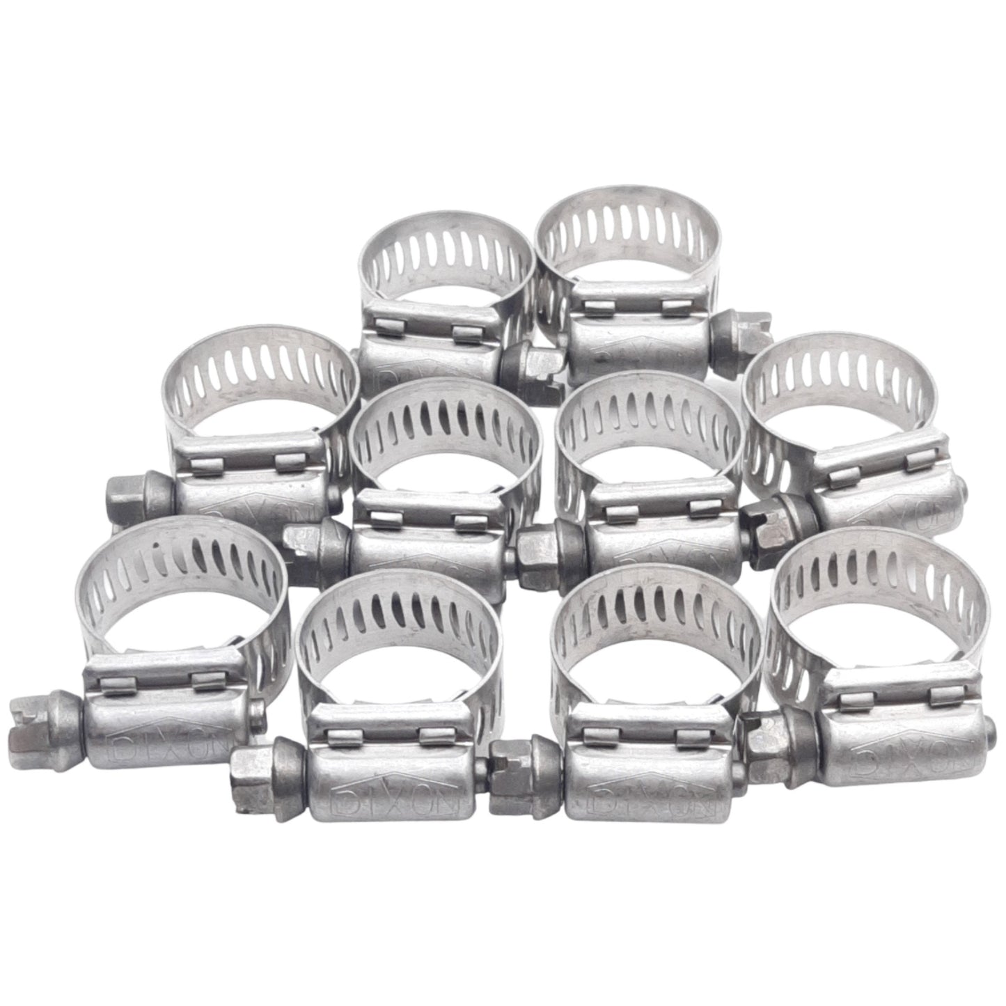 New Lot of 10 Dixon HSS8 Worm Gear Clamp Stainless Steal, Hose OD 1/2in to 29/32in