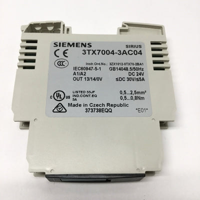 New – Open box Siemens 3TX7004-1BB10 Output Interface Coupling Link Relay 24V, 230VAC 3A SPDT