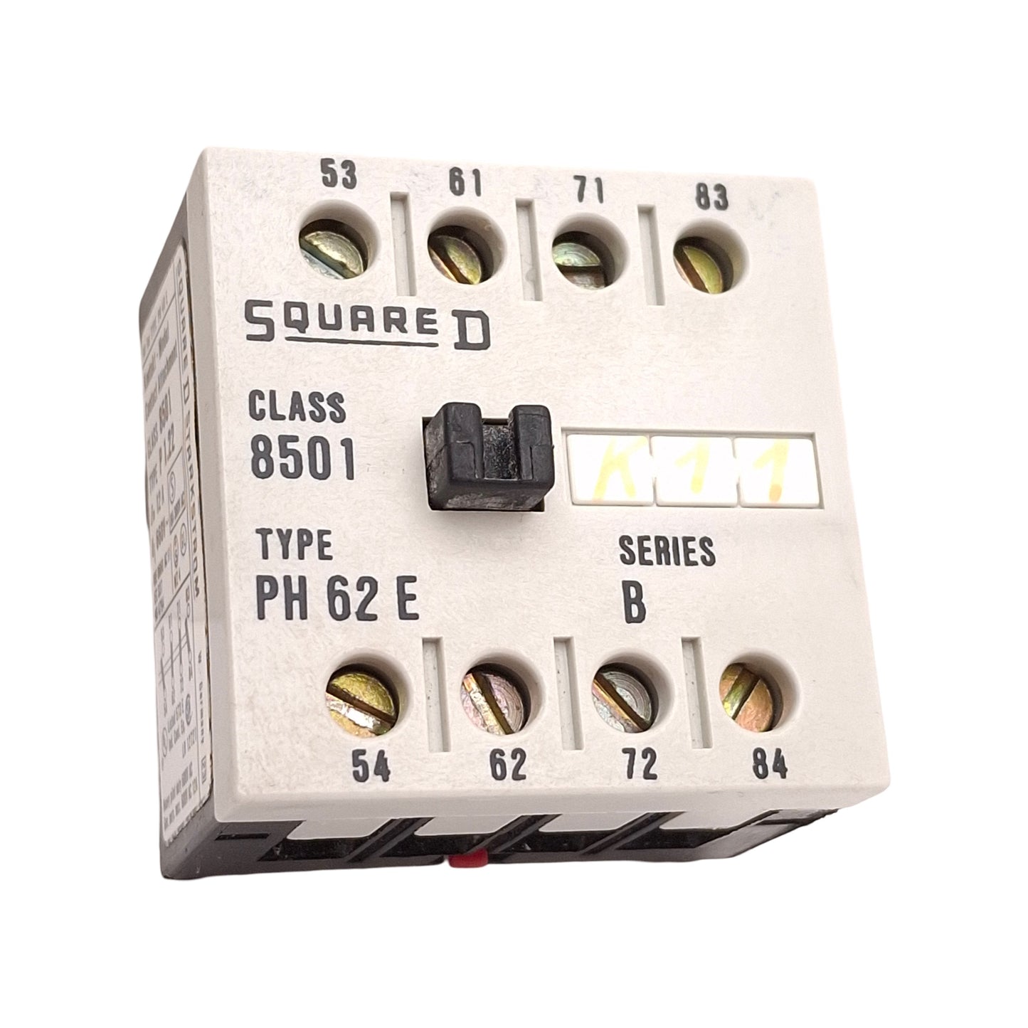 Used Square D 8501 PH 62 E Auxiliary Contact Block, 4-Pole, 2NC + 2NO, 600VAC 12A