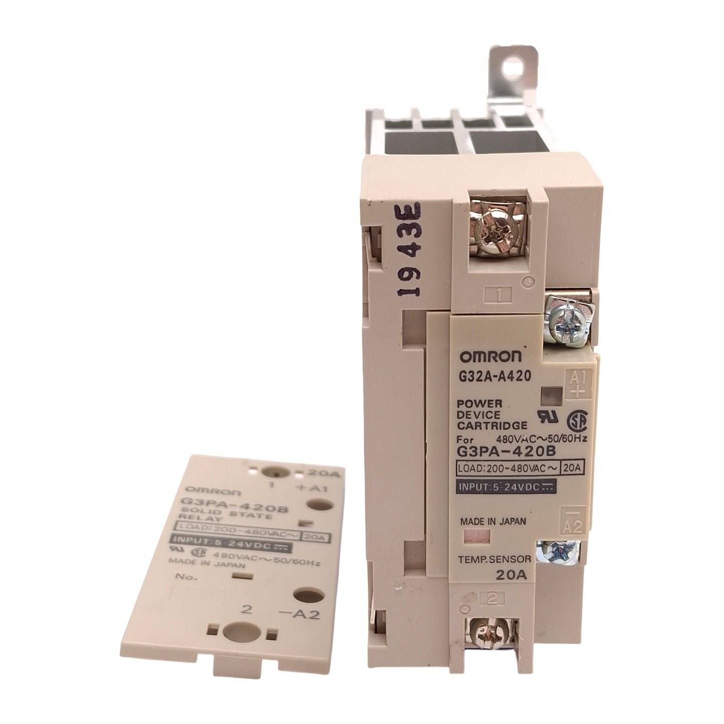 Used Omron G3PA-420B-VD-2 Solid State Relay, 200-480VAC 20A Load, 5-24VDC Input