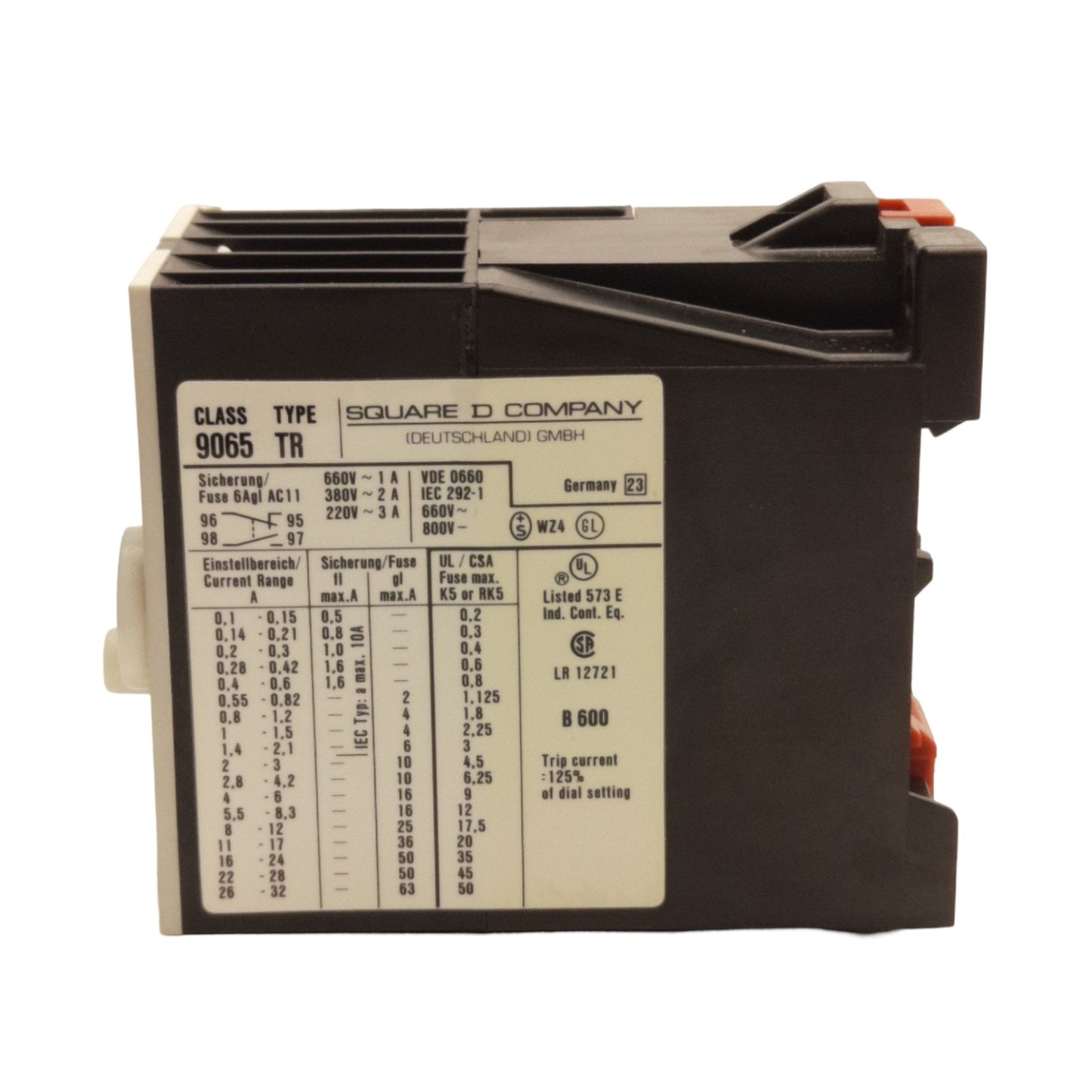 Used Square D 9065 TR2.8 Overload Relay, 2.8-4.3A , 3-Pole, NO/NC, 600VAC/300VDC