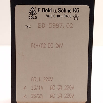 Used Dold BD 5987.02 DC24V Emergency Stop Module, 2NO 220VAC Contacts, 24VDC Control