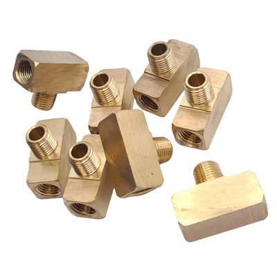 New Lot of 8 Midland 28282 Brass Branch Tee, 1/4in NPTF Male to Female, 1200 PSI Max