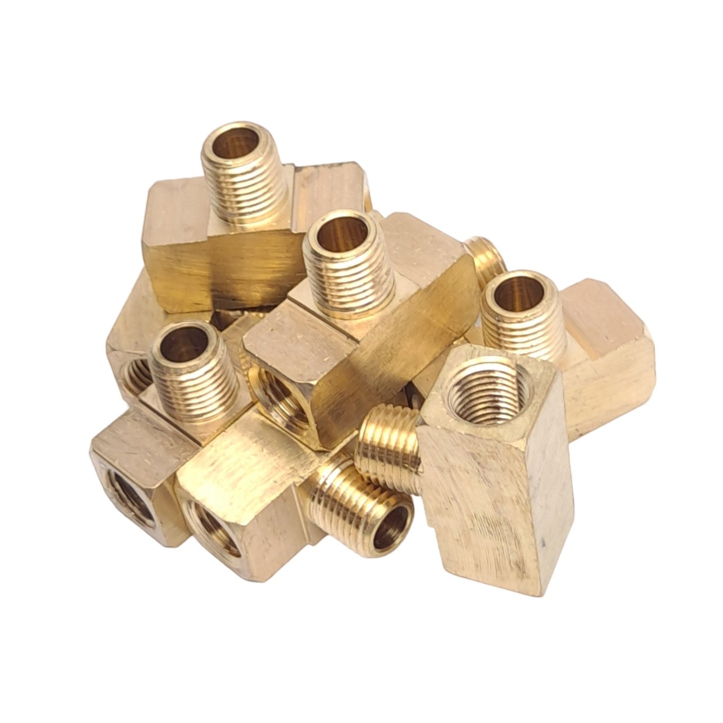 New Lot of 8 Midland 28282 Brass Branch Tee, 1/4in NPTF Male to Female, 1200 PSI Max