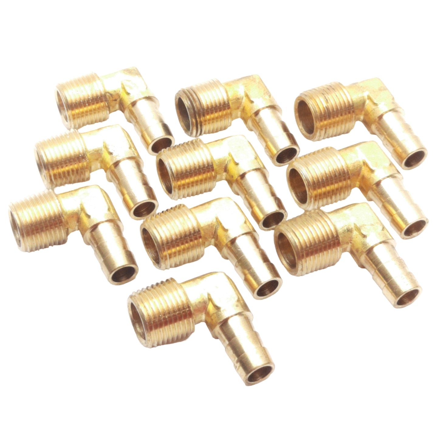 New Lot of 10 Midland 32042 Hose Barb 90° Elbow, 3/8in Hose, 3/8in Male NPTF, 150PSI