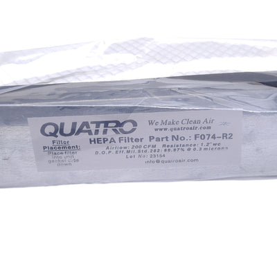 New Quatro F074-R2 HEPA Filter Replacement, 100cfm Flow, 0.3μm Filtration, MERV 17
