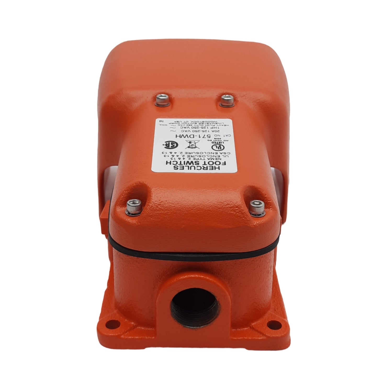 Used Linemaster 571-DWH Full Shield Foot Switch, SPDT, 3/4in NPT, 20A 250VAC Contact