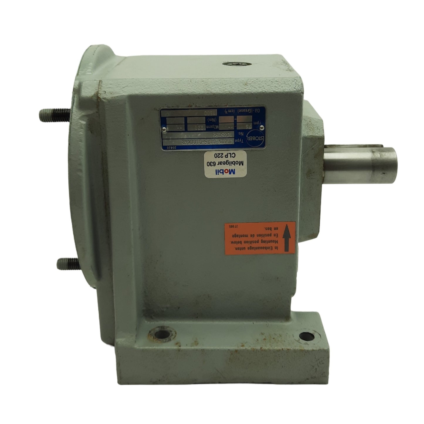 Used Stober C302N-0175-D100K4B Inline Gearhead, 17.5:1 Ratio, 96 RPM, 2812in-lbs