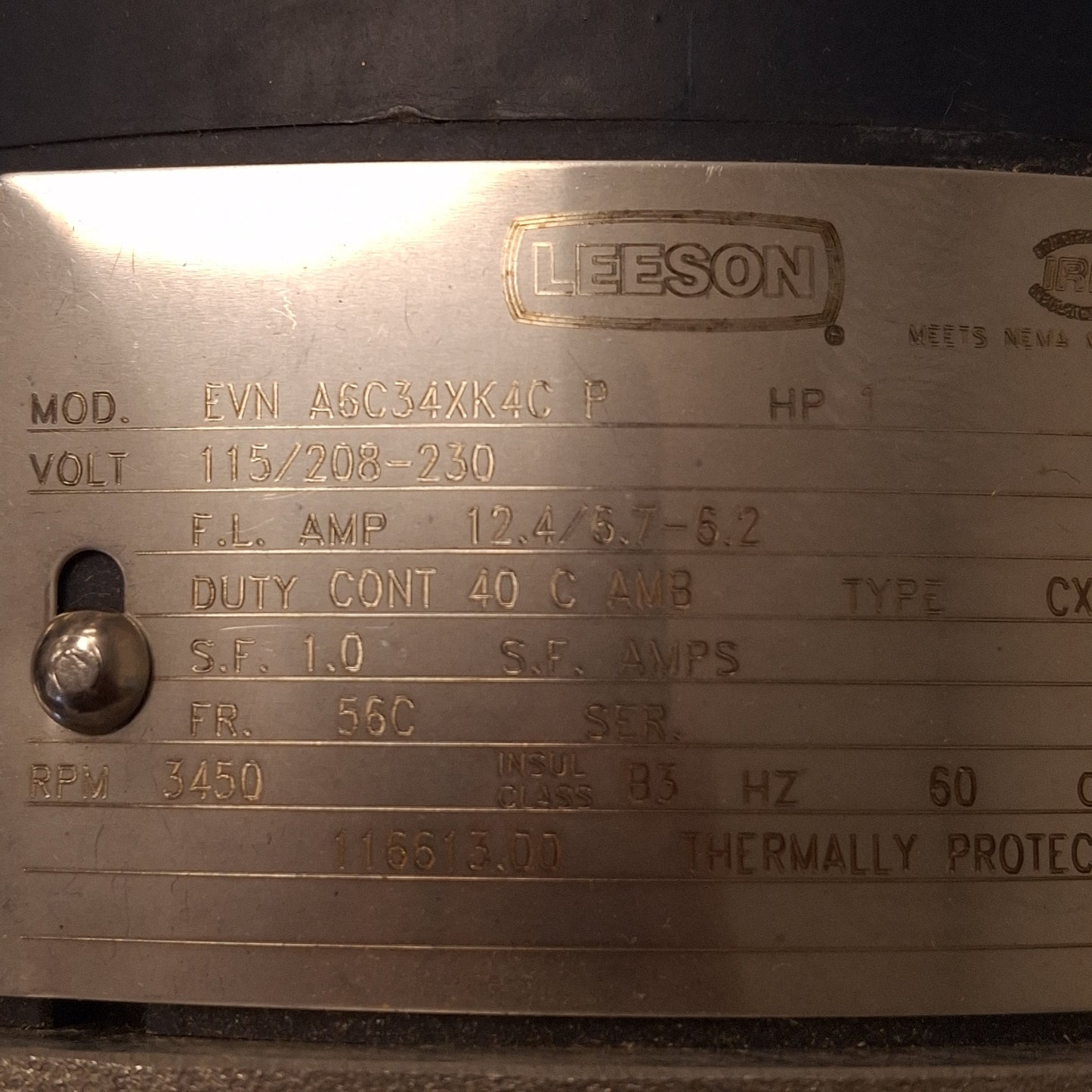 Used RS Corcoran 2000D Centrifugal Pump, 1HP, 100GPM, 115/208-230VAC, 1-1/2" & 1" NPT