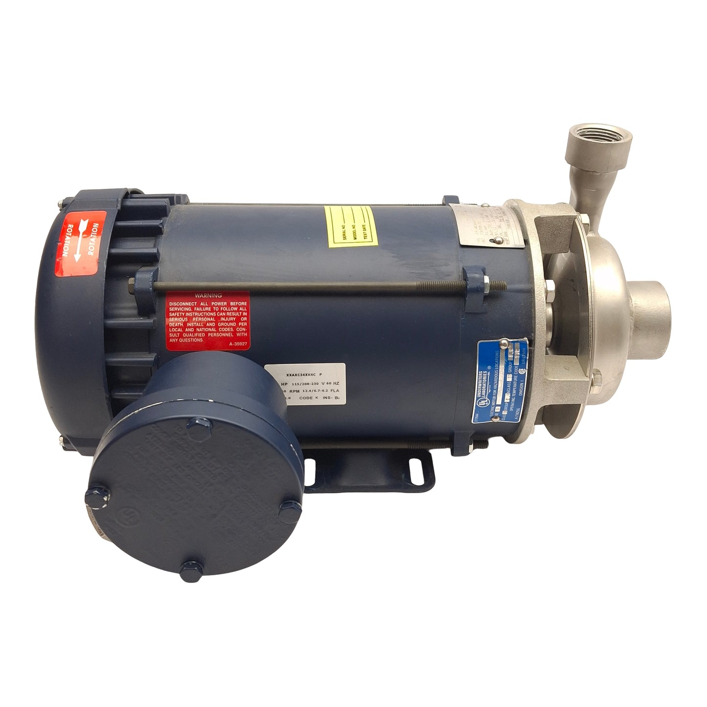 Used RS Corcoran 2000D Centrifugal Pump, 1HP, 100GPM, 115/208-230VAC, 1-1/2" & 1" NPT