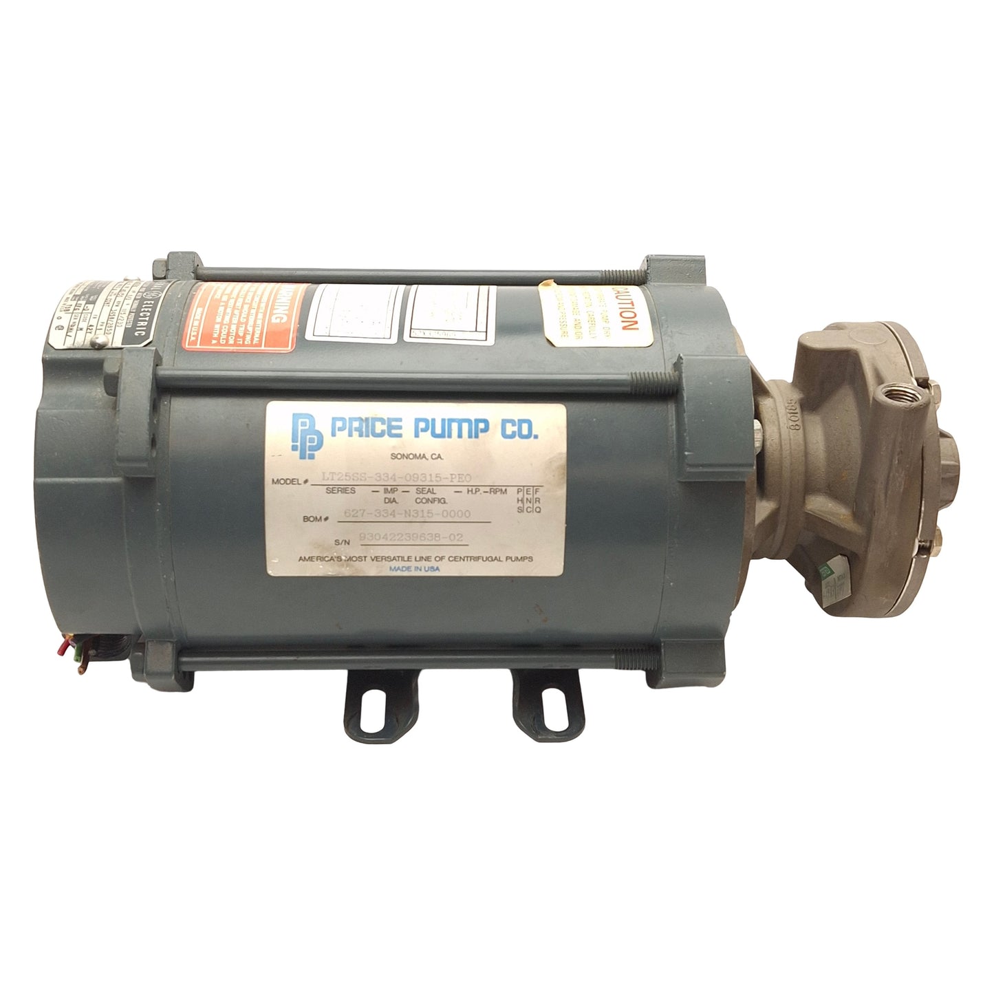 Used Price LT25SS Horizontal Centrifugal Pump 1/3HP 12GPM 115/230VAC, 1/4" & 1/2" NPT
