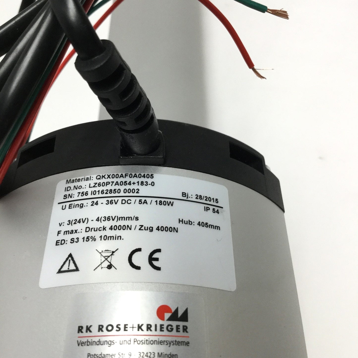Used RK Rose + Krieger QAB13HG030355 Multilift Lifting Column 24VDC 80W 355mm 3000N