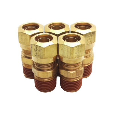 New Lot of 5 Midland 38084 Brass Adapter, ø5/8in Tube OD, 1/2in Male NPTF, 150PSI