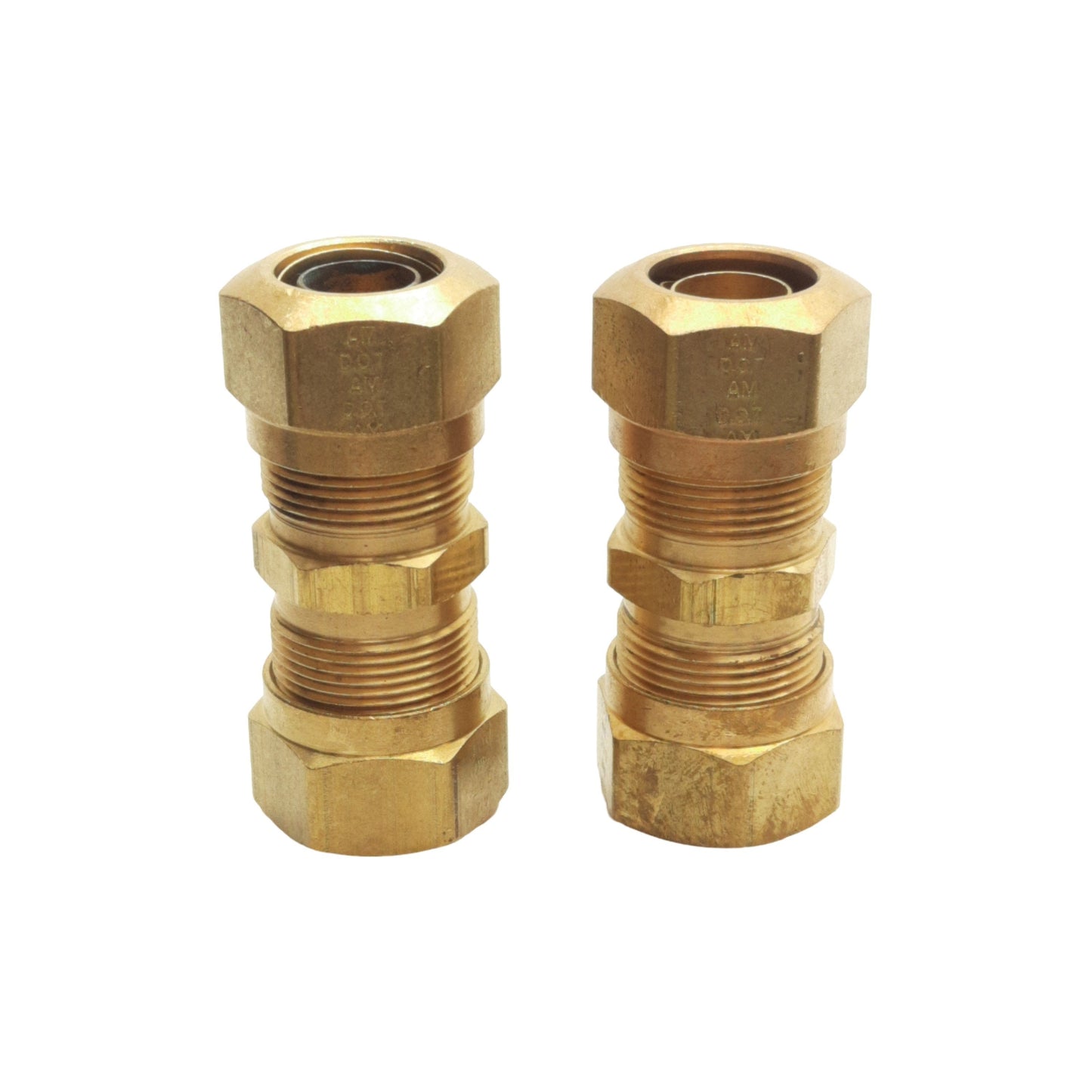 New Lot of 2 Midland 38023 Brass Air Brake Union, ø3/4in Tube OD Both Sides, 150PSI