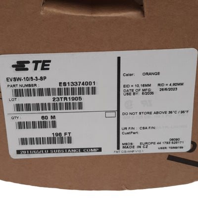 New TE Connectivity ES13374001 Heat Shrink Tubing, 10mm to 3mm Recovered, 60m