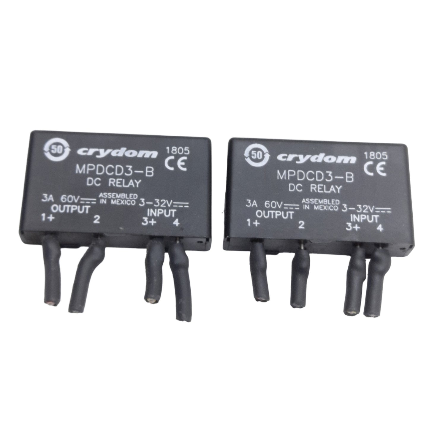 Used Lot of 2 Crydom MPDCD3-B SSR/Relays, 3-32VDC Input, 60VDC 3A Output, SPST-NC