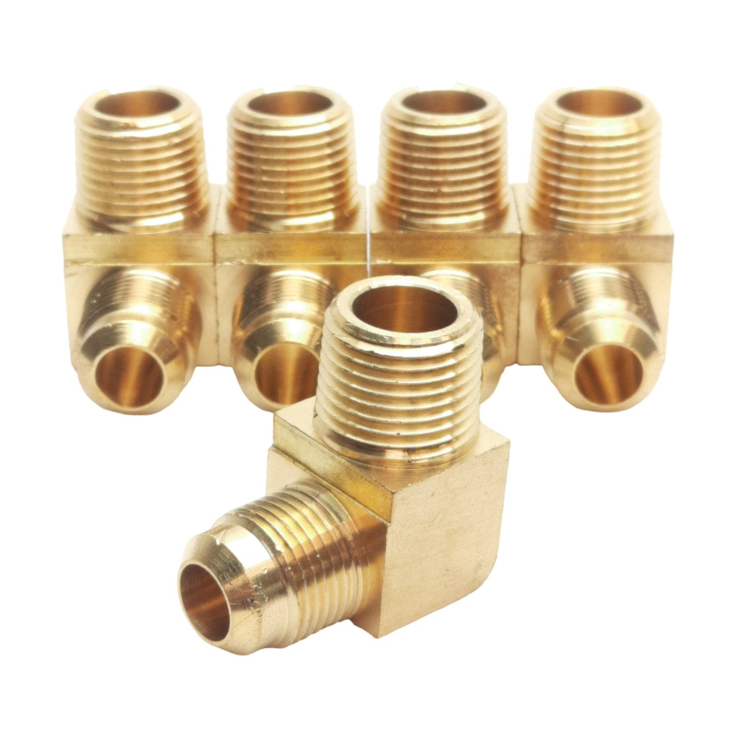 New Lot of 5 Midland 10300B Barstock Elbow 90°, 1/2in Male SAE 45°, 1/2in Male NPTF