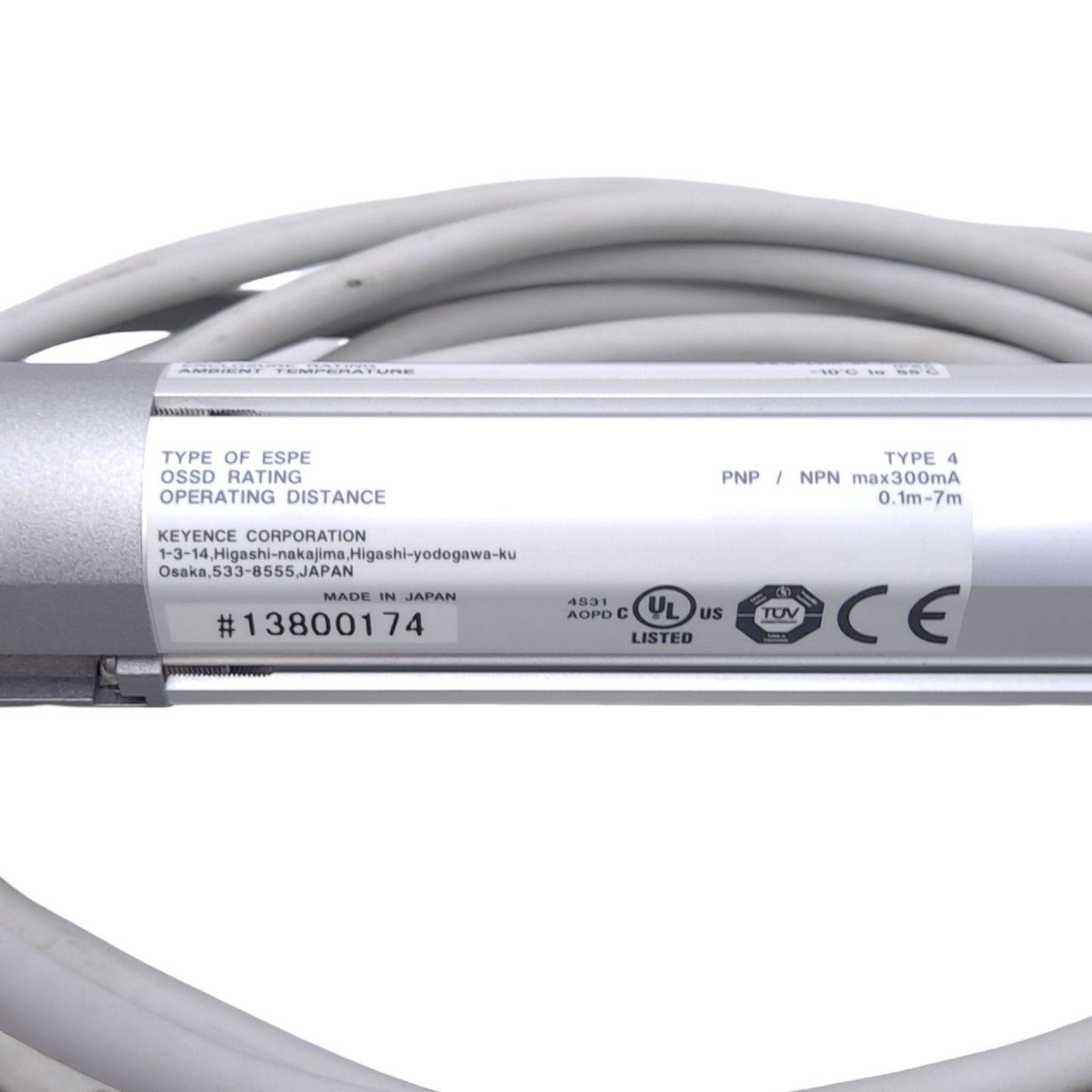 Used Keyence SL-C24F-T Safety Light Curtain Transmitter, 24 Axes 230mm, 15ms, 7m Max