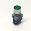 Used Idec ALFW29910D-G-24V Illuminated Momentary Pushbutton, 1NO, Green LED, 24VAC/DC