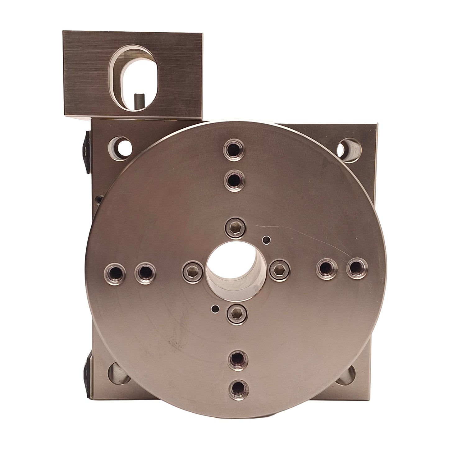 Used Parker 20502RT-ESH1C1M1E1 Rotary Actuator, ø5" Table, 90:1, NEMA 23, Zinc Plated