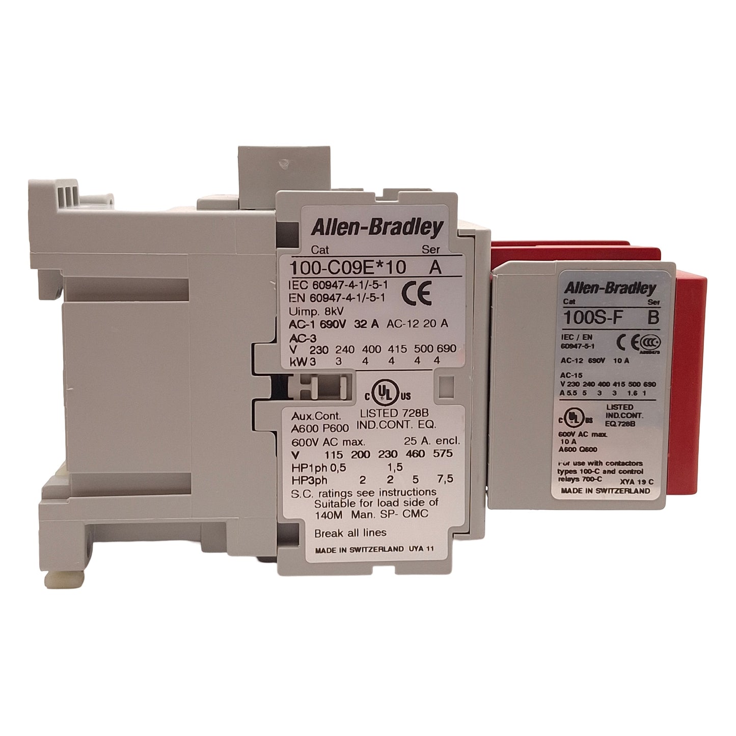 Used Allen Bradley 100S-C09EJ32C Guardmaster Safety Contactor, 3NO+2NC, 9A 600VAC