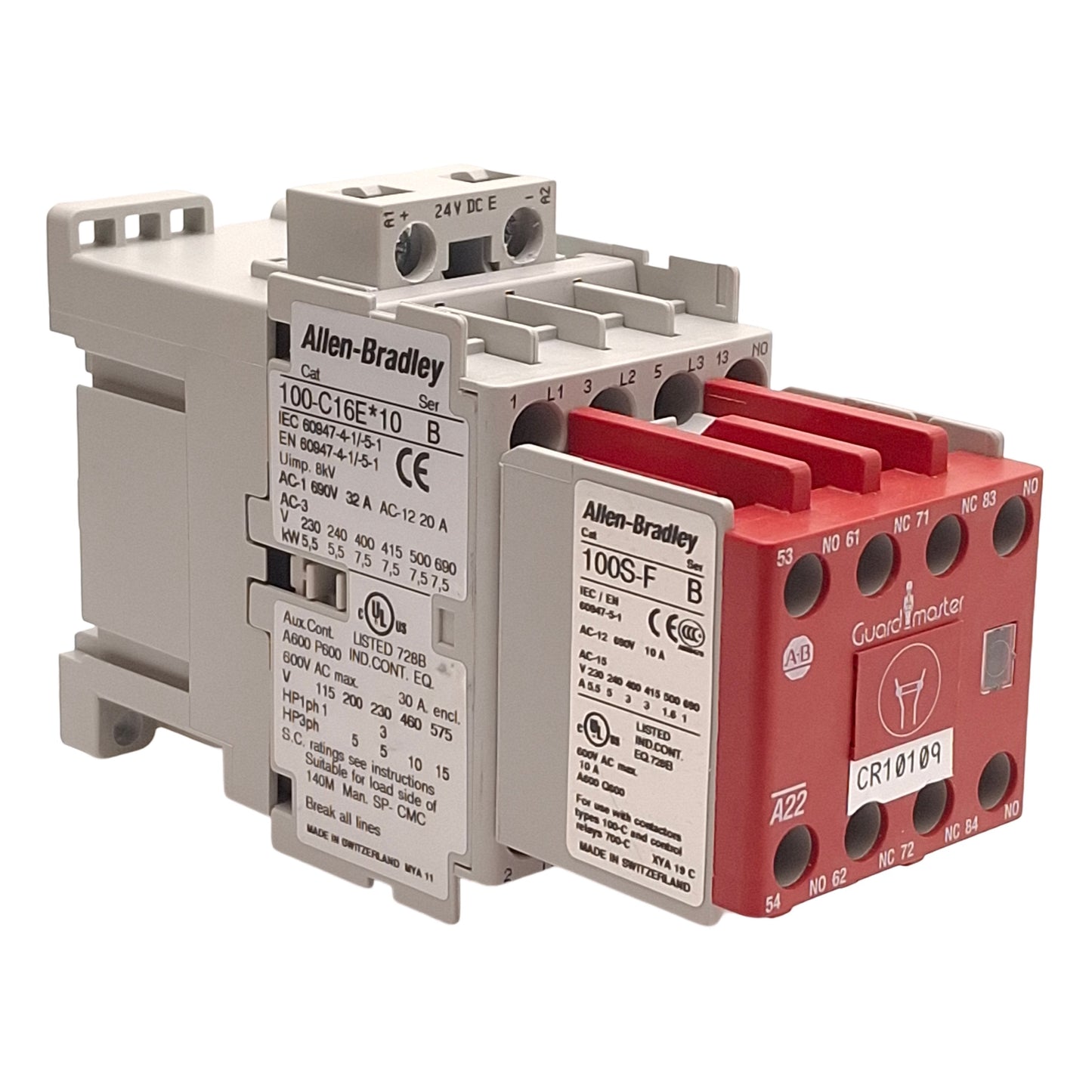 Used Allen Bradley 100S-C16EJ32C Guardmaster Safety Contactor, 3NO+2NC, 16A 600VAC