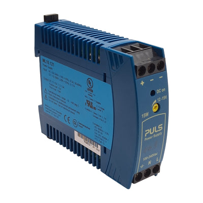 Used PULS ML15.121 PLC Power Supply, 100-240VAC / 110-300VDC In, 12-15VDC Out, 15W