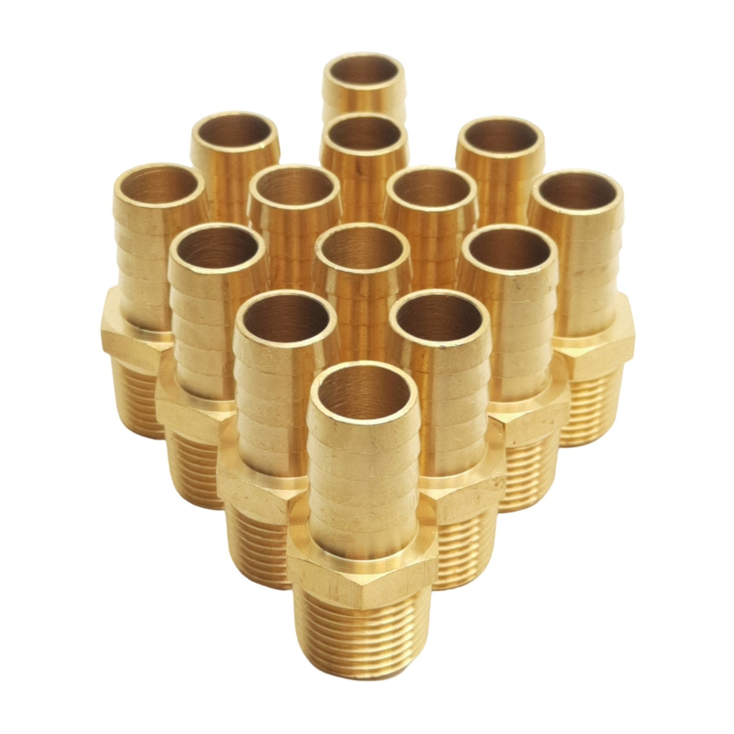 New Lot of 14 Midland 32020 Brass Barb Adapter, 5/8in Hose, 1/2in Male NPTF, 150psi