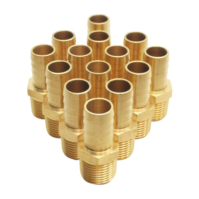 New Lot of 14 Midland 32020 Brass Barb Adapter, 5/8in Hose, 1/2in Male NPTF, 150psi