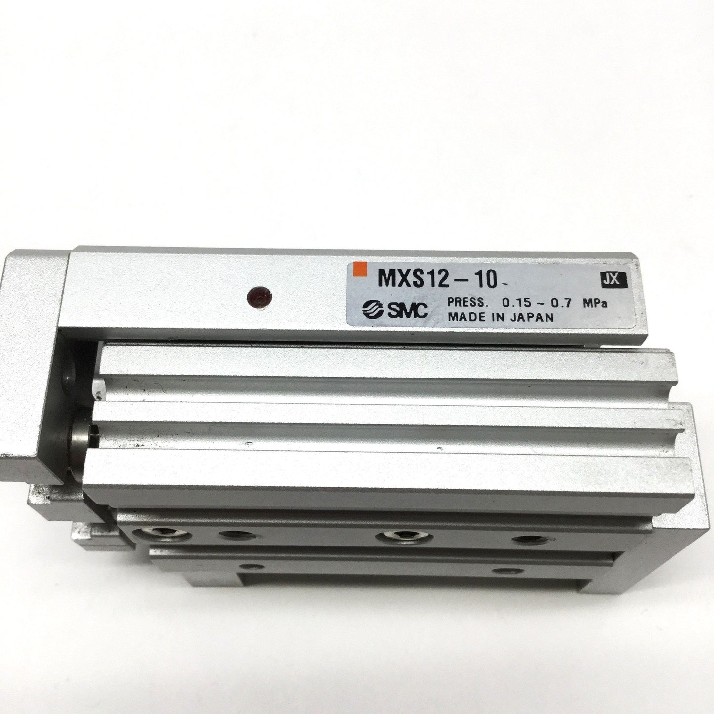 Used SMC MXS12-10B Air Slide Table Actuator 12mm Bore, 10mm Stroke w/Shock Absorbers