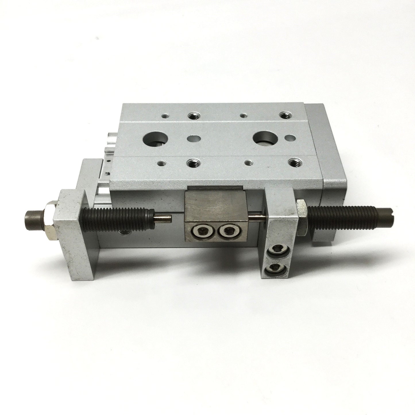 Used SMC MXS12-10B Air Slide Table Actuator 12mm Bore, 10mm Stroke w/Shock Absorbers
