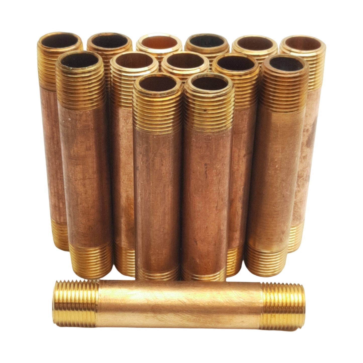 New Lot of 14 Midland 40045 Red Brass Nipple, 3/8in MPT x 3/8in MPT, 3.5in, 890psi