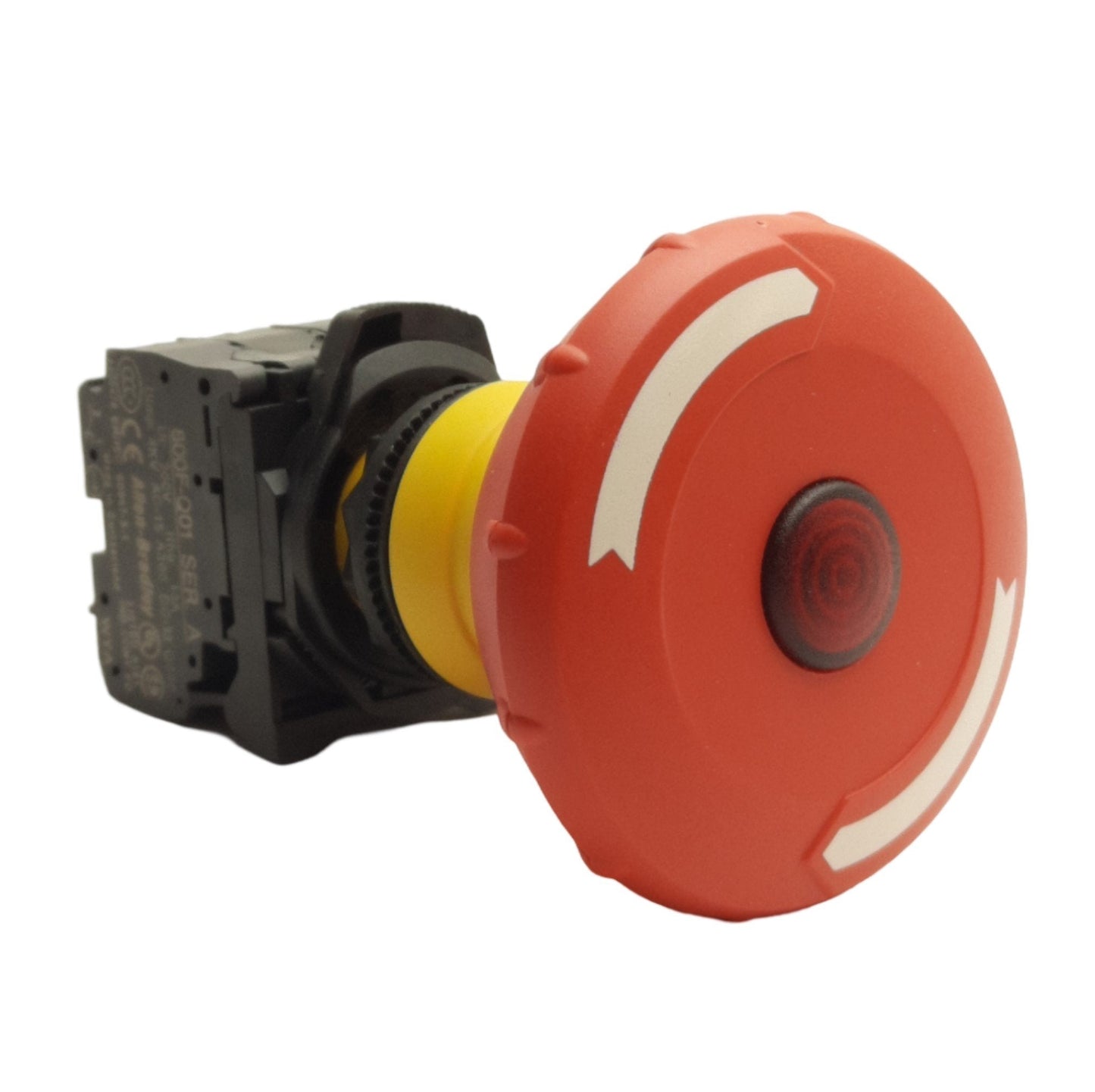 Used Allen Bradley 800FP-LMT64 Twist/Release E-Stop Pushbutton, 22mm, 2-NC, 300V/10A