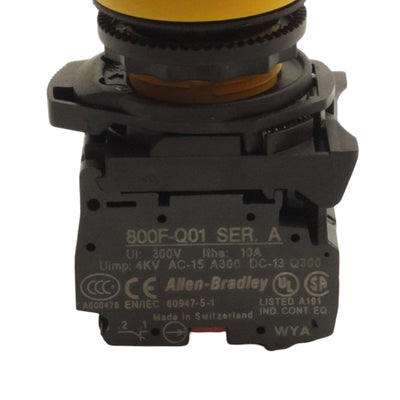 Used Allen Bradley 800FP-LMT64 Twist/Release E-Stop Pushbutton, 22mm, 2-NC, 300V/10A