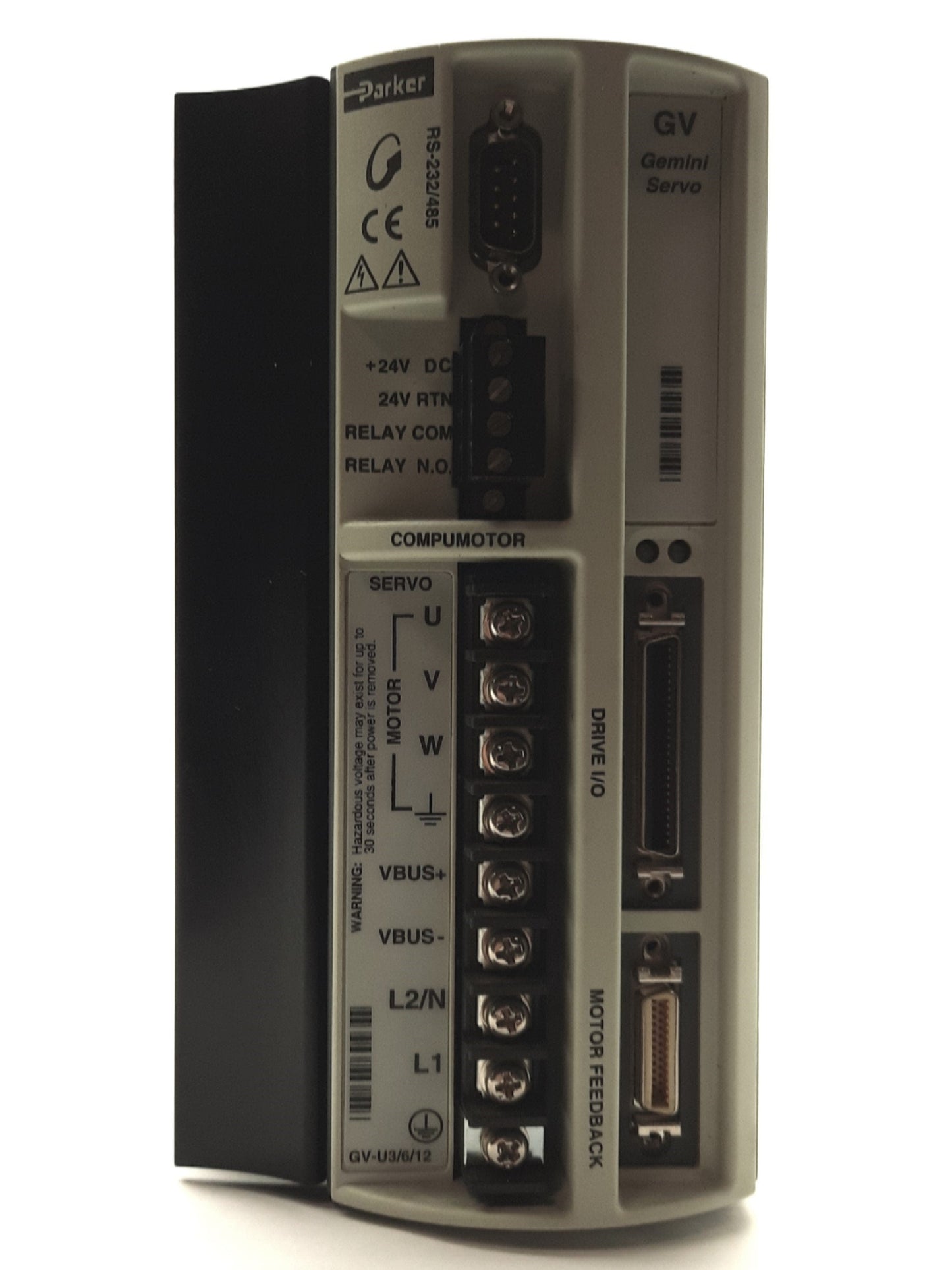 Used Parker GV-U12E-NK Gemini Servo Motor Drive 1-Axis 170/340VDC 12A Bus 120/240VAC
