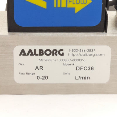 Used Aalborg DFC36S-AN5-F2 Mass Flow Controller, 0-20L/Min Argon, 4-20mA/0-5V Output