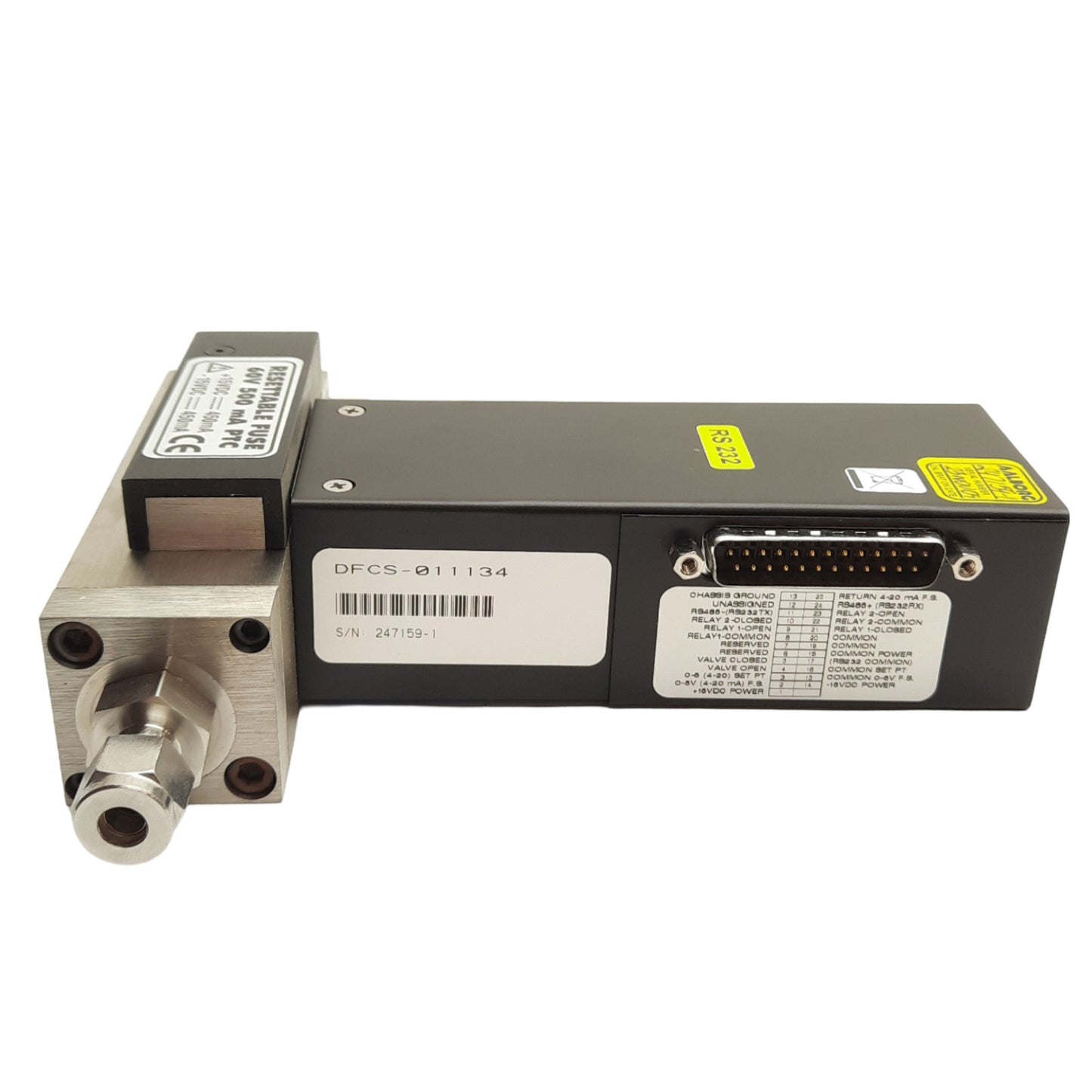 Used Aalborg DFC36S-AN5-F2 Mass Flow Controller, 0-20L/Min Argon, 4-20mA/0-5V Output