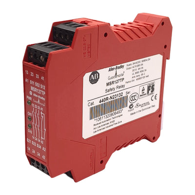 Used Allen Bradley 440R-N23132 Guardmaster Safety Relay, 3NO + 1NC Aux, 24VAC/DC