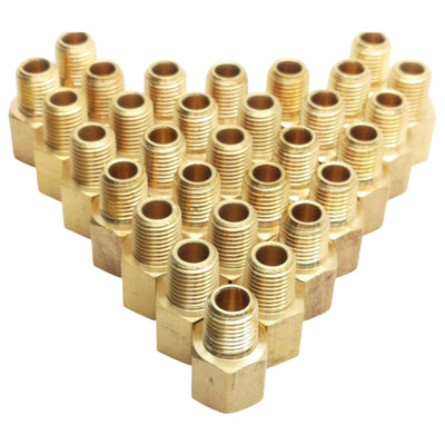 New Lot of 30 Midland 28192 Brass Adapter, 1/4" Female NPTF, 1/4" Male NPTF, 1200psi