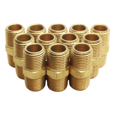 New Lot of 12 Midland 28214 Brass Hex Fitting, 1/2in x 1/2in Male NPT, 1200psi