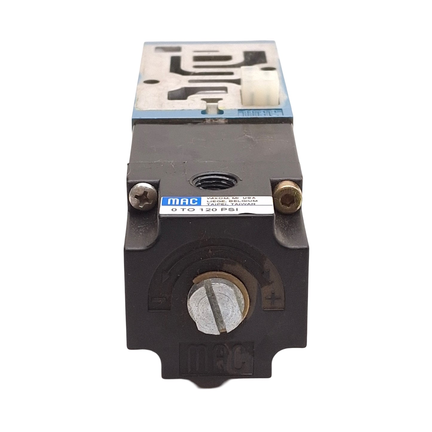 Used MAC PR82A-AADA Pressure Regulator Block, 150PSI Supply, 0-120PSI Set, Cv=1.08