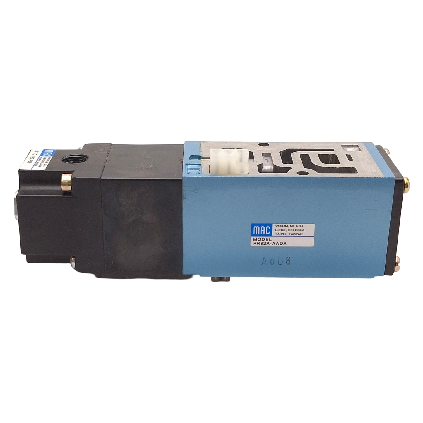 Used MAC PR82A-AADA Pressure Regulator Block, 150PSI Supply, 0-120PSI Set, Cv=1.08