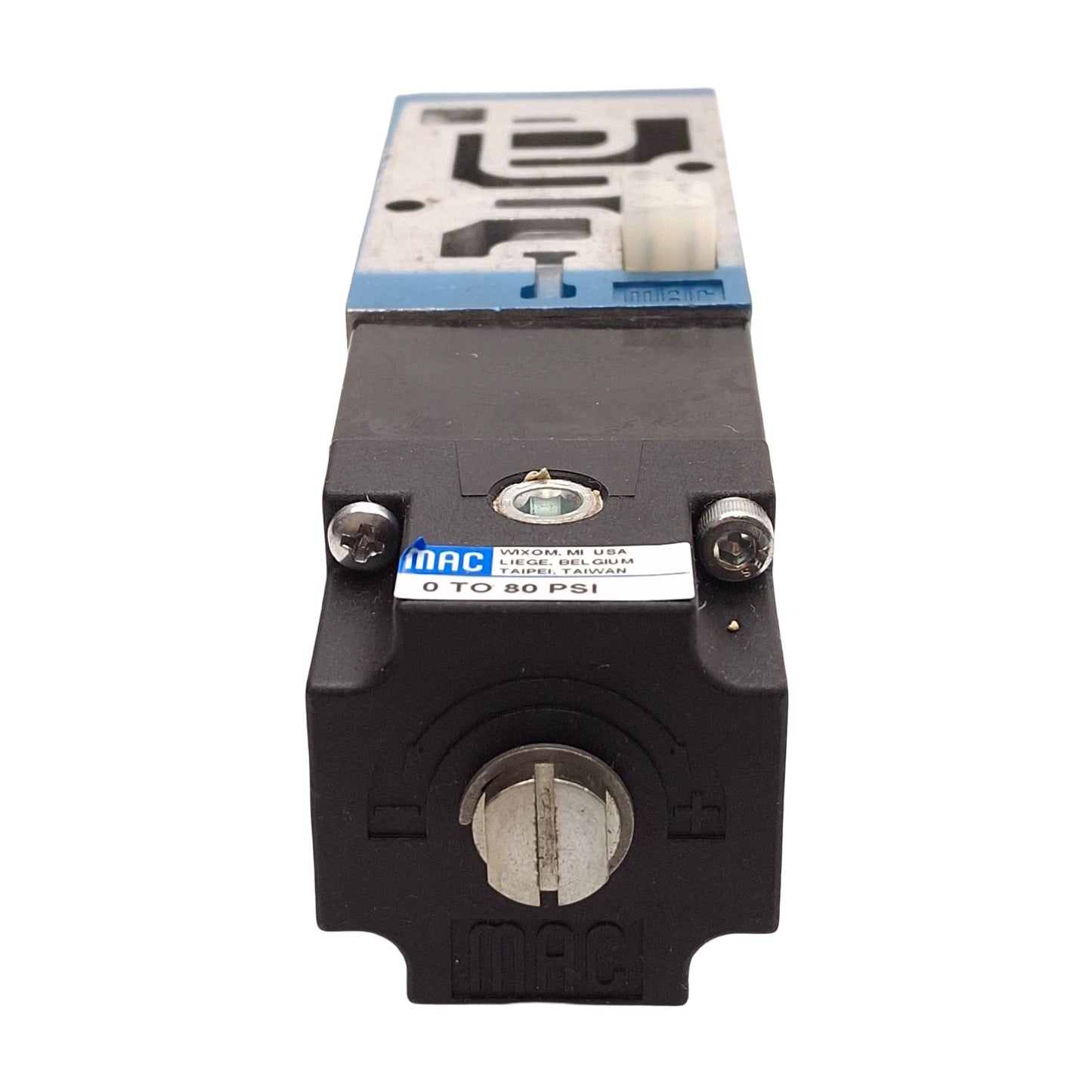 Used MAC PR82A-AADB-7 Pressure Regulator Block, 120PSI Supply, 0-80PSI Set, Cv=1.08