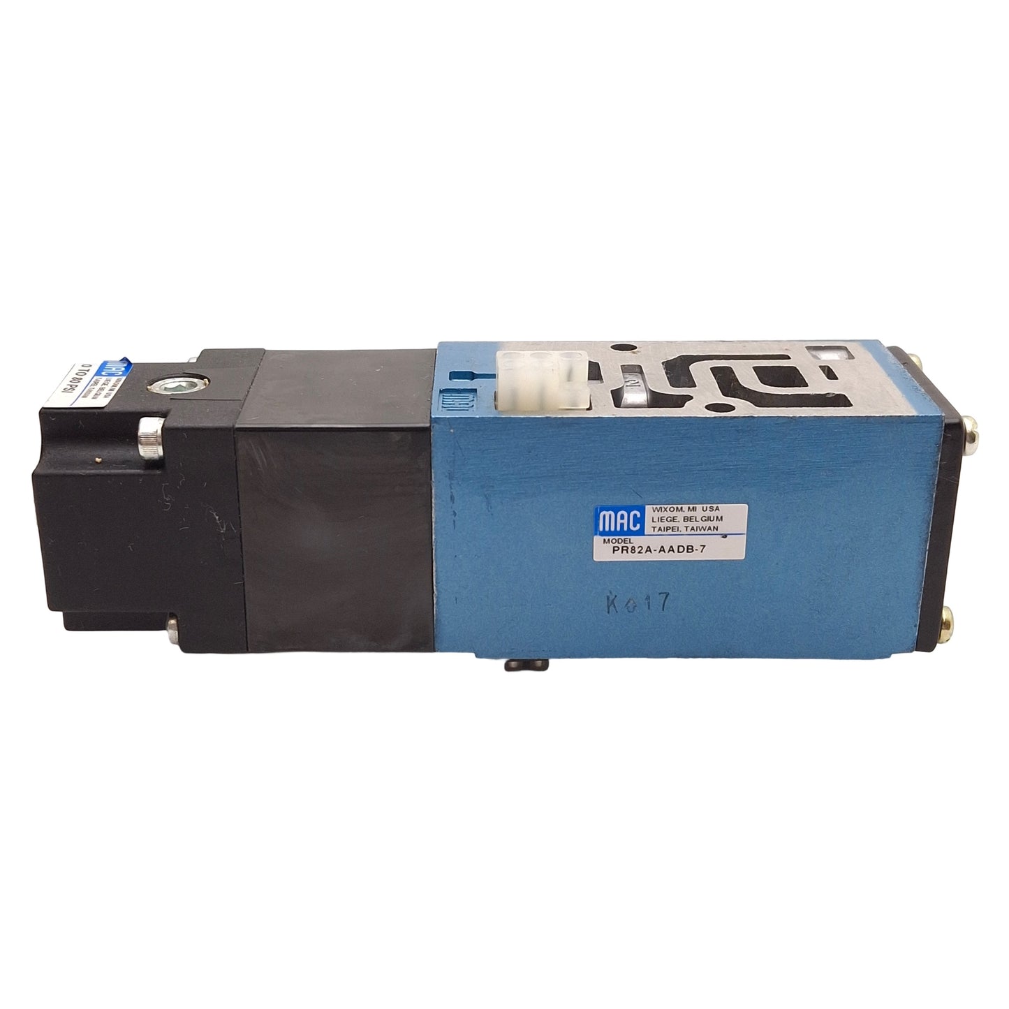 Used MAC PR82A-AADB-7 Pressure Regulator Block, 120PSI Supply, 0-80PSI Set, Cv=1.08