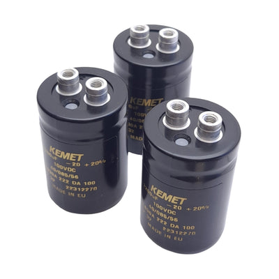 New Lot of 3 Kemet ALS30A222DA100 Electrolytic Capacitors, 2200µF, 100VDC, ø36mm