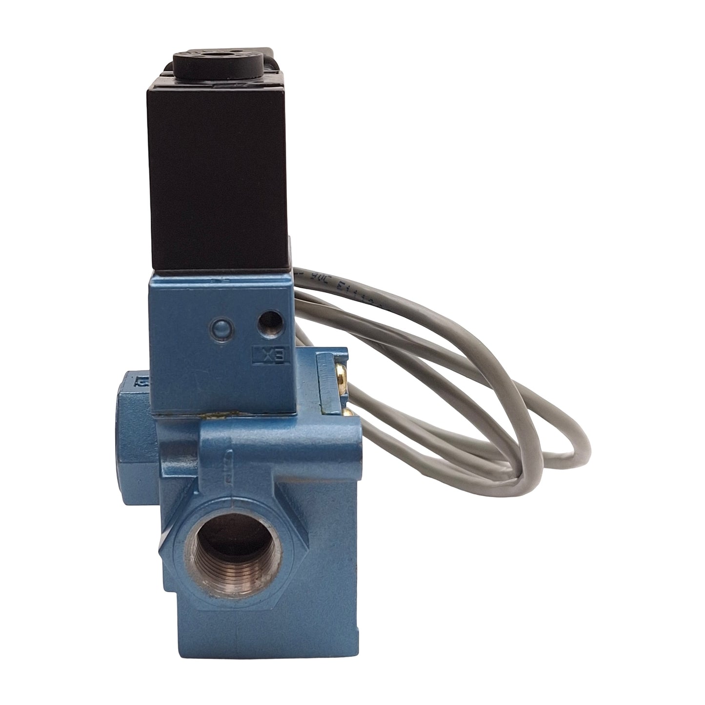 Used MAC 55B-12-PI-591JB Solenoid Valve, Normally Closed, 150PSI, 3/8NPTF, 24VDC Coil