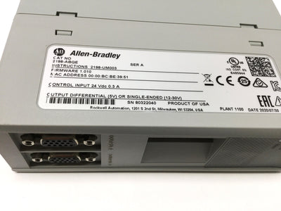 Used Allen Bradley 2198-ABQE Encoder Output Network Module 2-Channel Ethernet/IP 24V