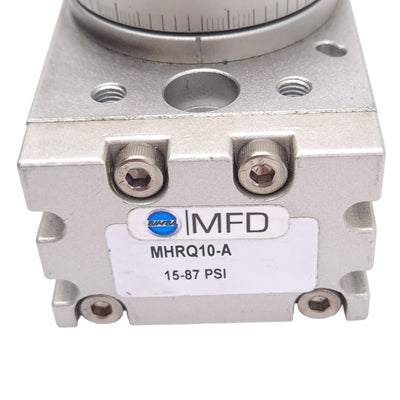 Used Bimba MHRQ10-A Pneumatic Rotary Actuator w/ Shock Absorber, 190°, M5x0.8, 1.0MPa