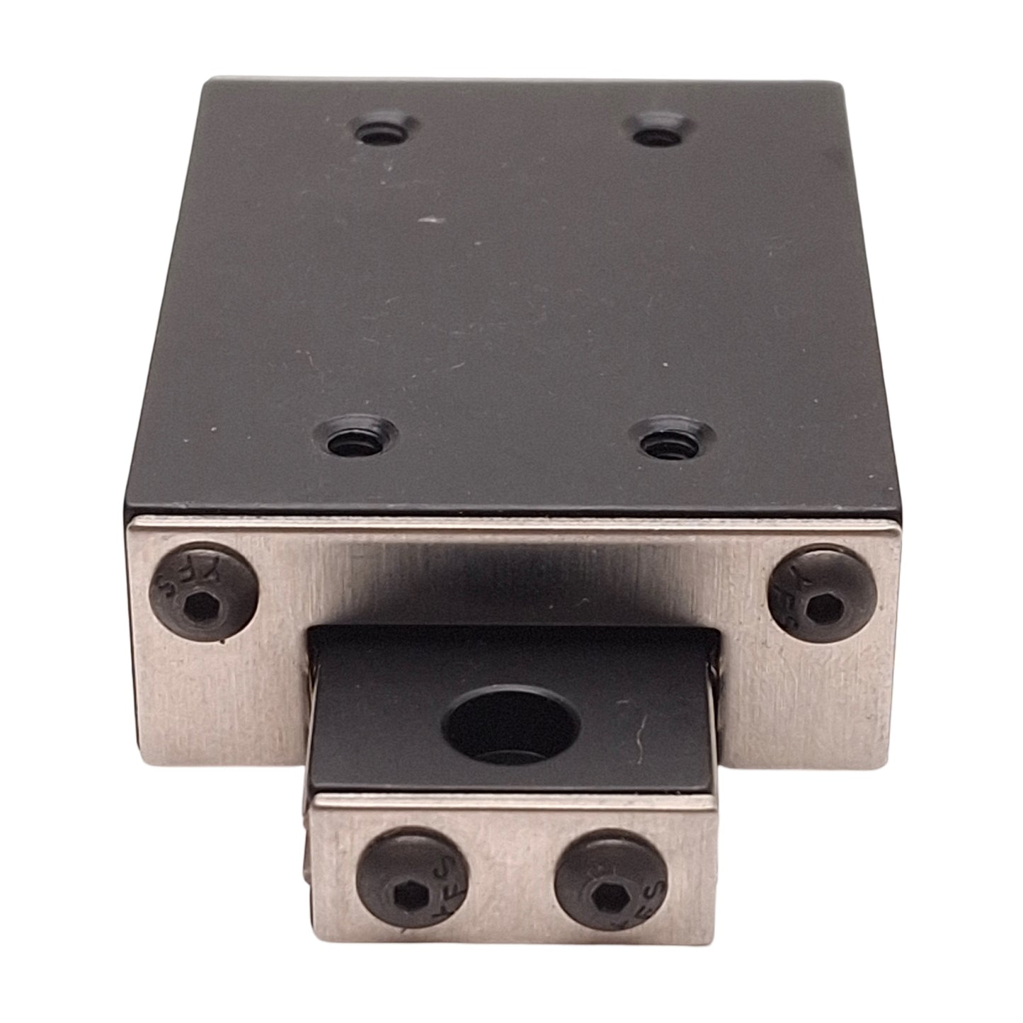 Used Deltron RS1-1 Crossed Roller Slide, 1in Travel, 2x1.5", 6-32 UNC2-B, 132lbs Load